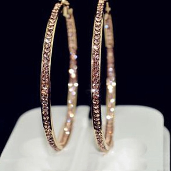 Jewelry - Faux Diamond Hoop Earrings Gold and Sliver
